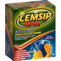 Lemsip Max Good Night Cold & Flu Hot Drink Lemon & Menthol 10pk